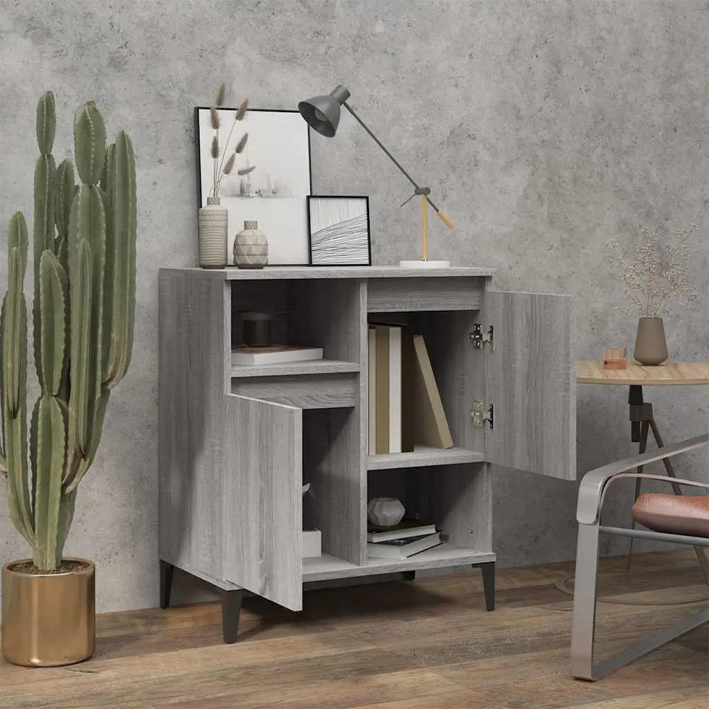 Sideboard Grey Sonoma 60x35x70 cm Storage Cabinet with 4 Compartments Display