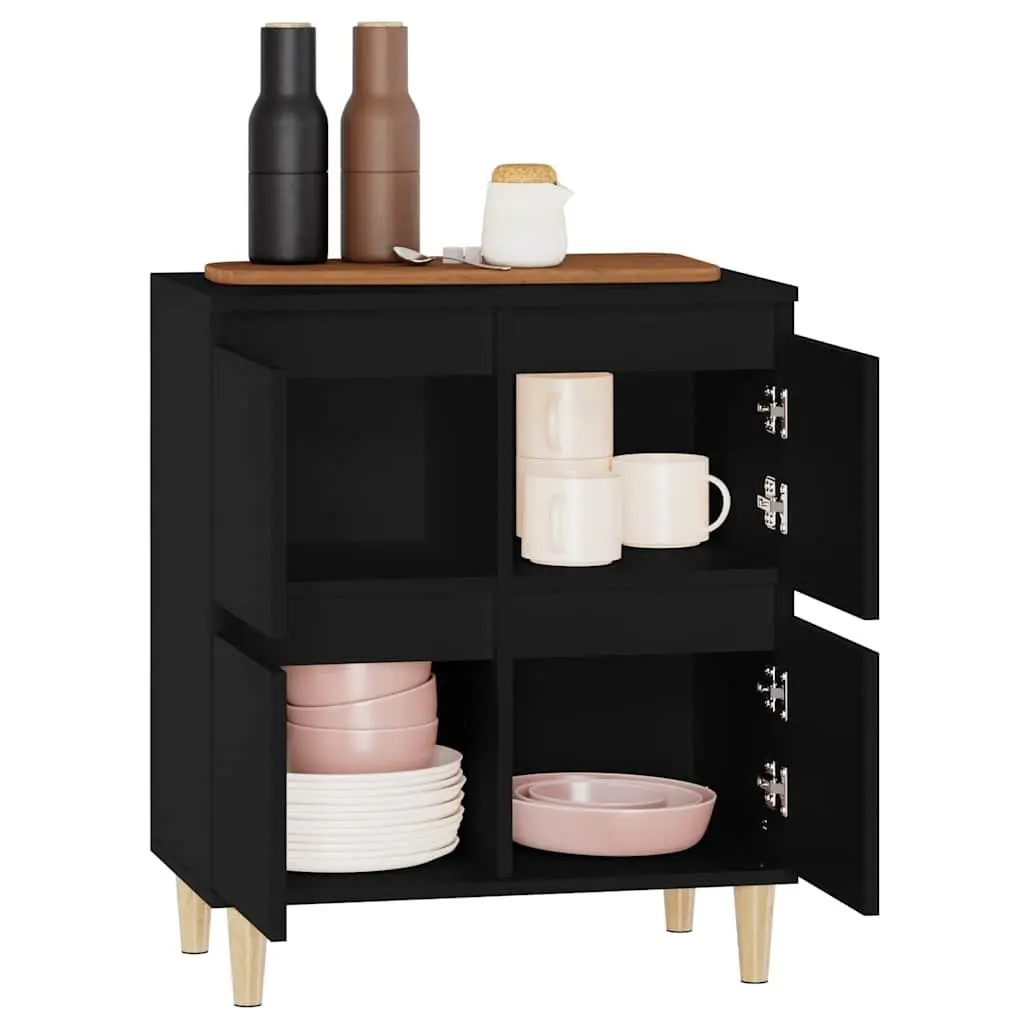 Sideboard Storage Cabinet 60x35x70 cm Black Engineered Wood Buffet Furniture