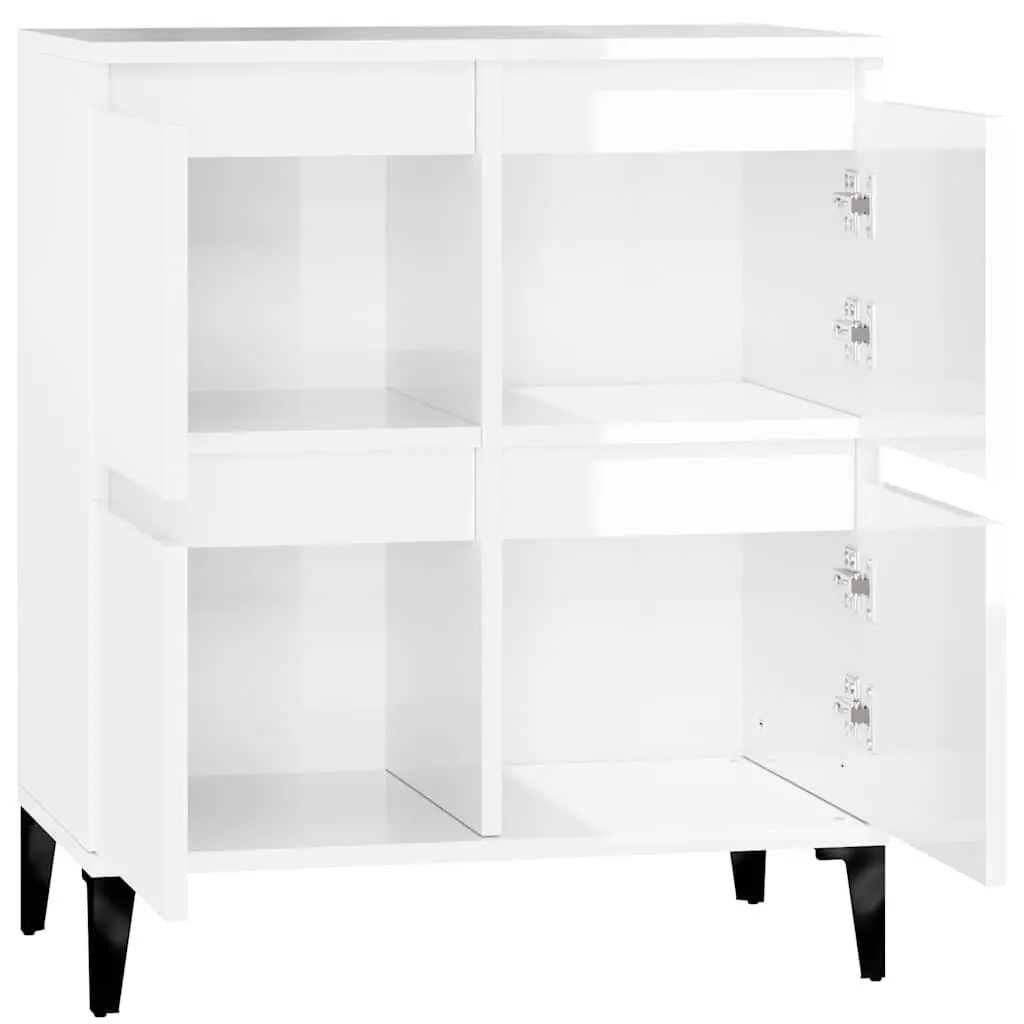 White High Gloss Sideboard Storage Cabinet Engineered Wood Buffet Furniture