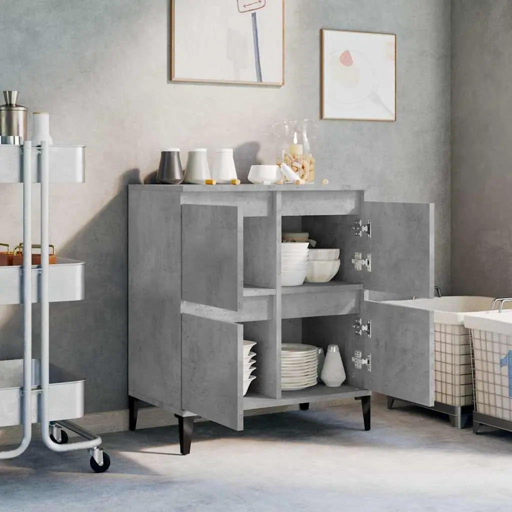 Grey Sideboard Storage Cabinet Engineered Wood Buffet Furniture Home Decor