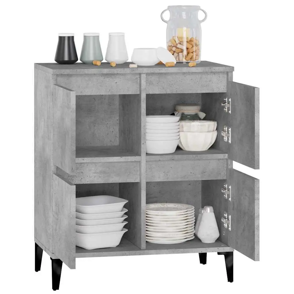 Grey Sideboard Storage Cabinet Engineered Wood Buffet Furniture Home Decor