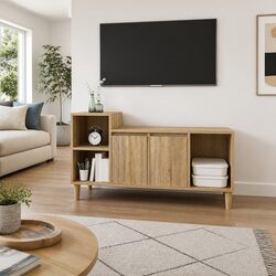 TV Cabinet Media Storage Unit Brown Engineered Wood Sonoma Oak Style 100cm