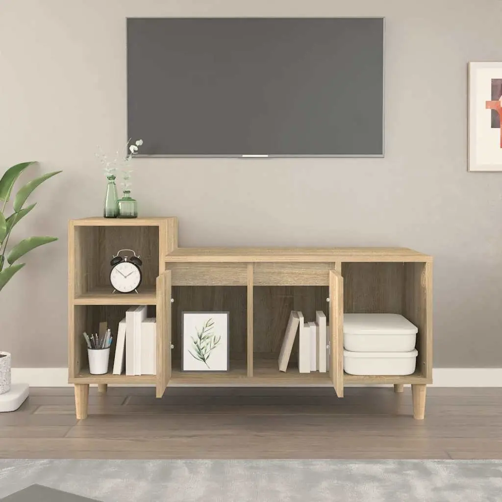 TV Cabinet Media Storage Unit 100cm Brown Engineered Wood Sonoma Oak Style
