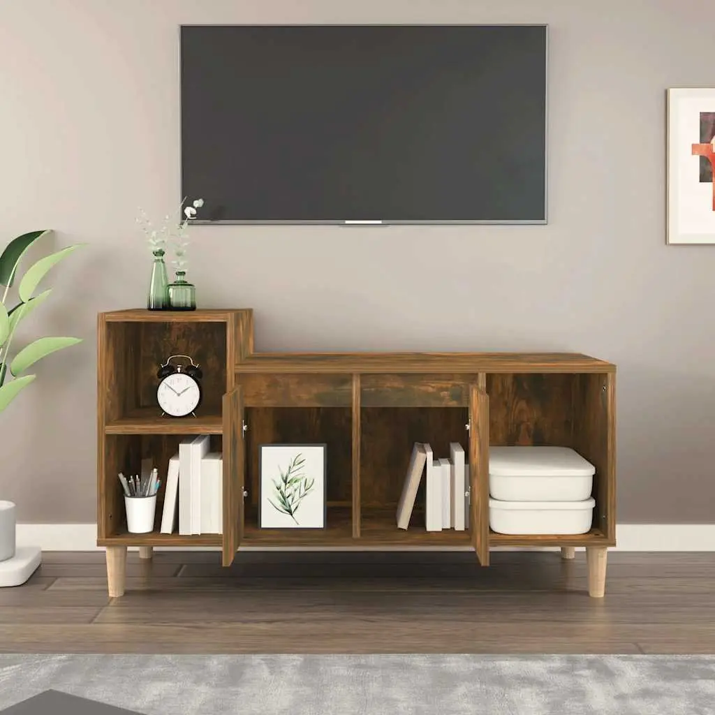 TV Cabinet Smoked Oak Storage Unit Media Console 100x35x55cm