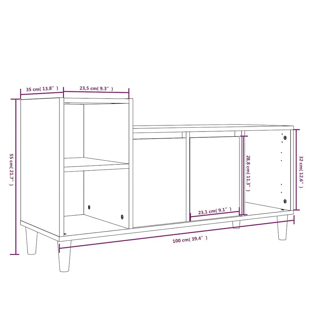 TV Cabinet Media Unit Storage 100x35x55 cm Grey Sonoma