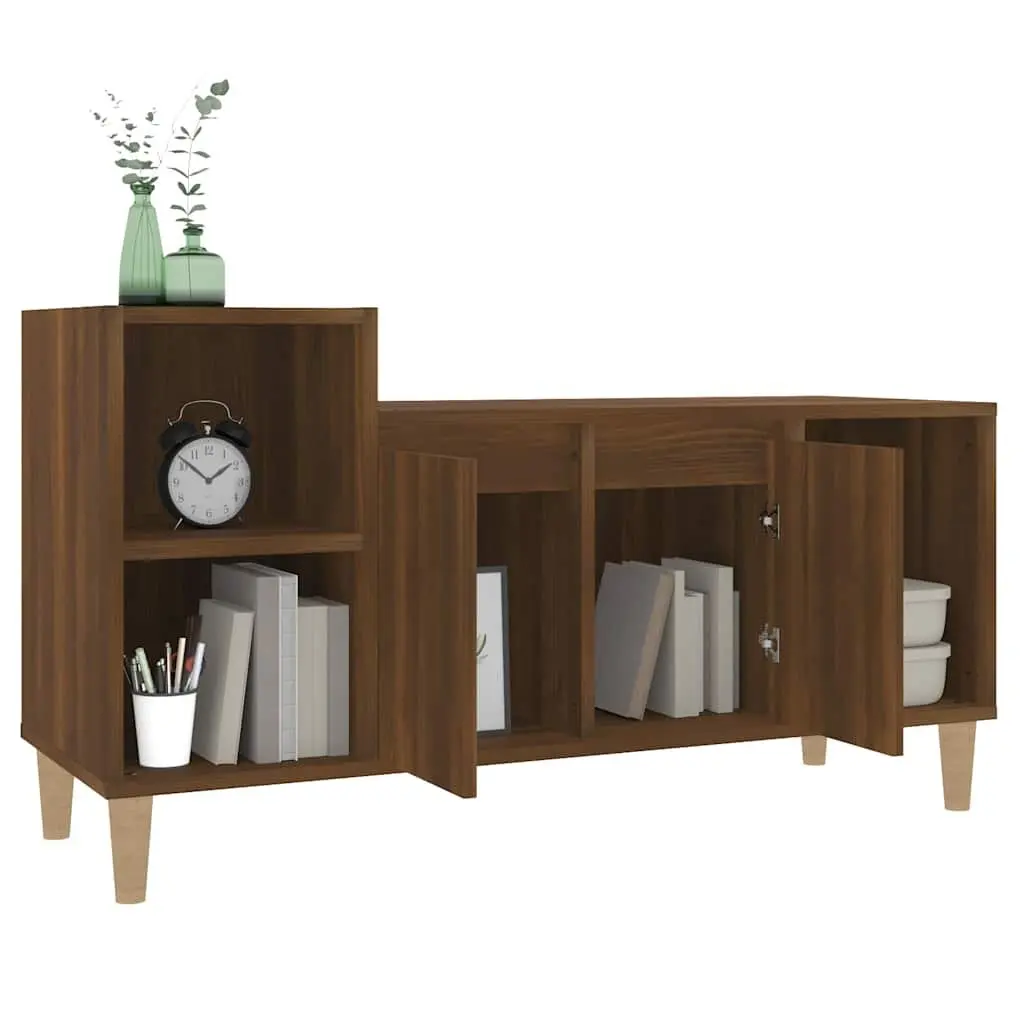 TV Cabinet Brown Oak 100x35x55cm Media Storage Unit Engineered Wood Furniture