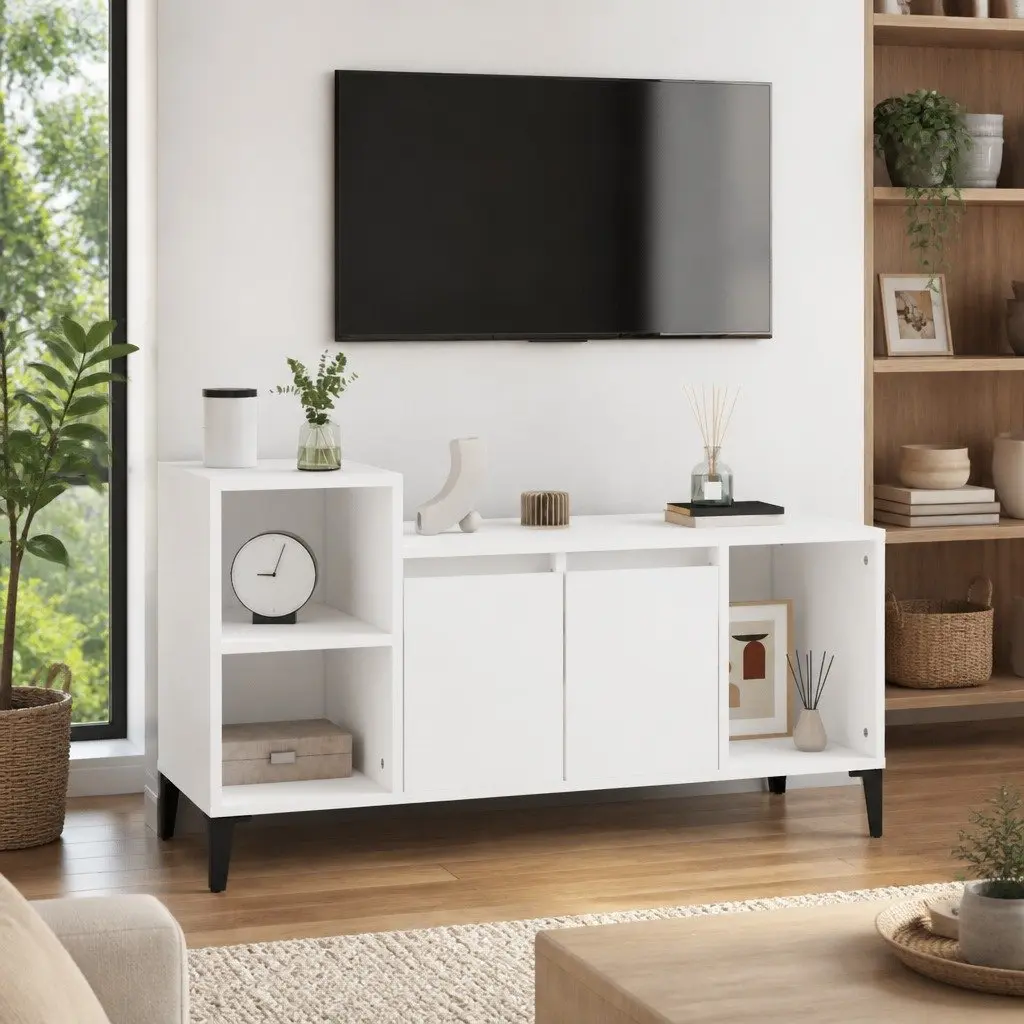 White TV Cabinet with Smart Storage Solutions