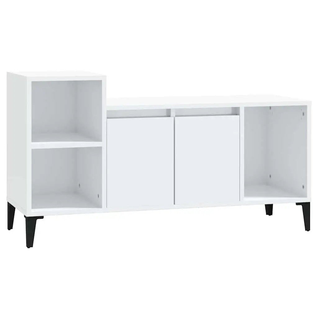 TV Cabinet Media Storage Unit 100cm White High Gloss Engineered Wood