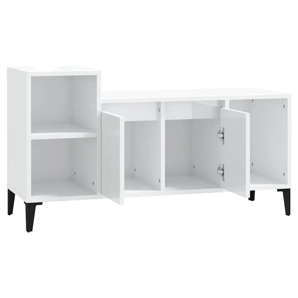 TV Cabinet Media Storage Unit 100cm White High Gloss Engineered Wood