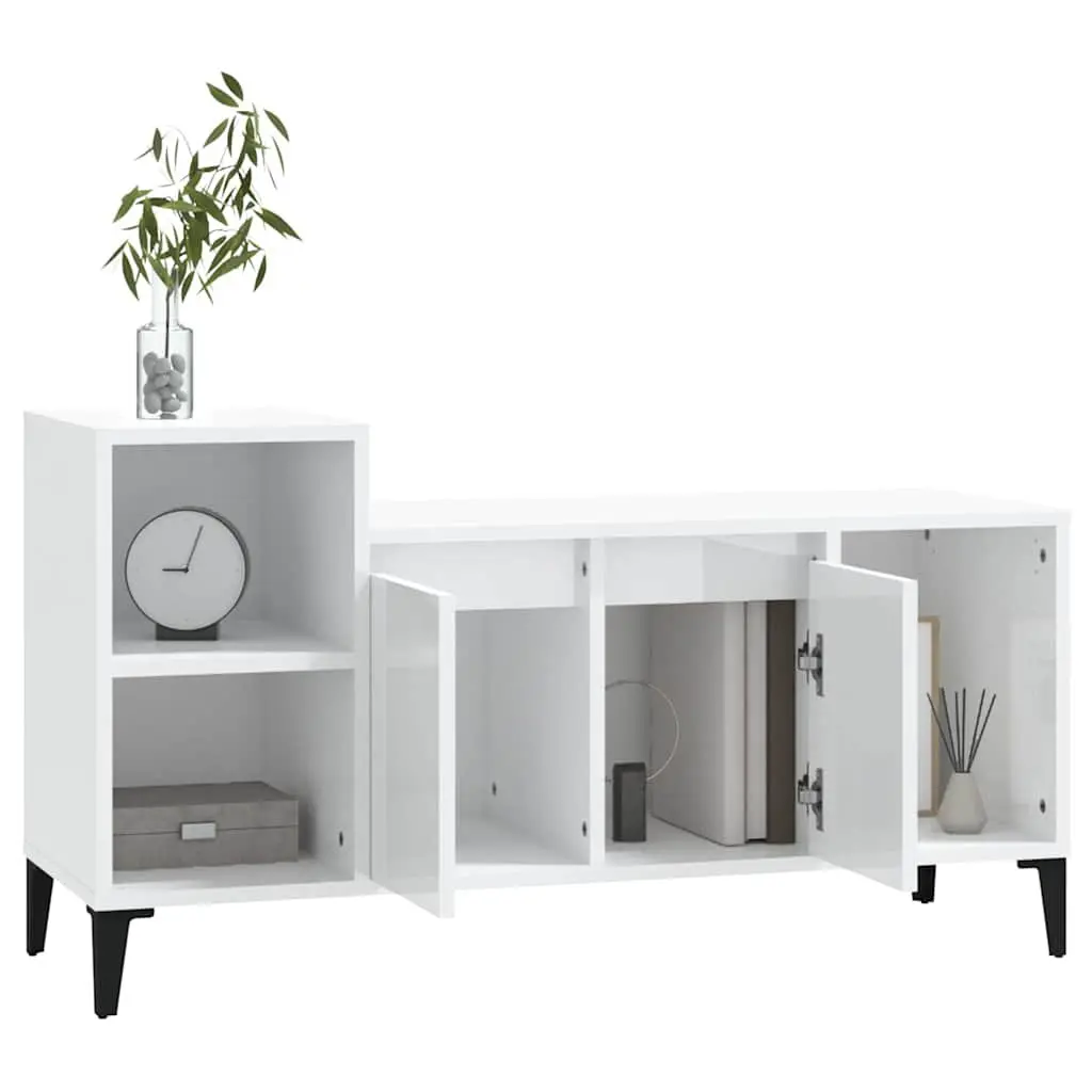 TV Cabinet Media Storage Unit 100cm White High Gloss Engineered Wood