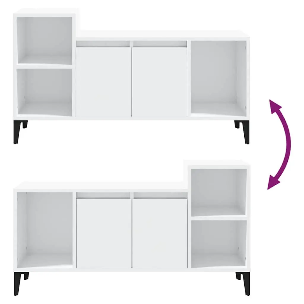TV Cabinet Media Storage Unit 100cm White High Gloss Engineered Wood
