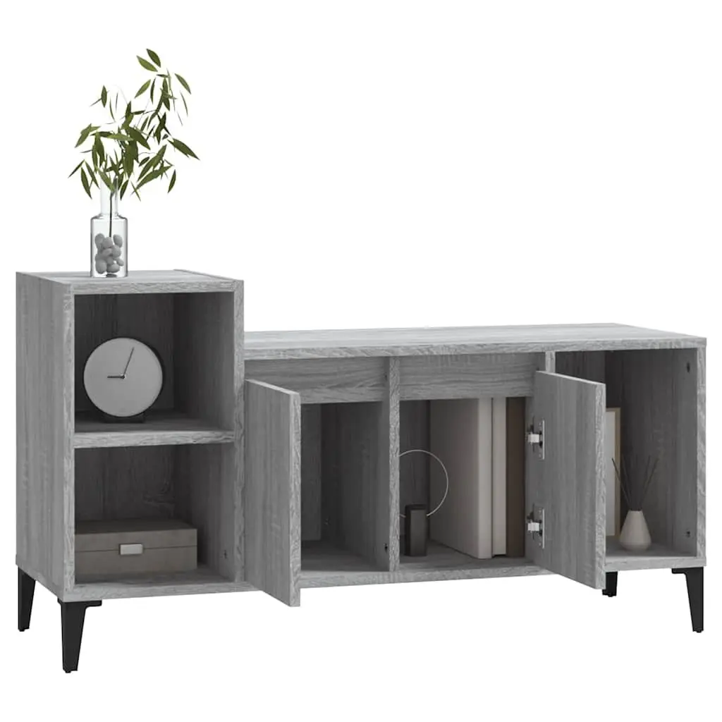TV Cabinet Grey Sonoma Engineered Wood Storage Unit Media Console 100x35x55cm