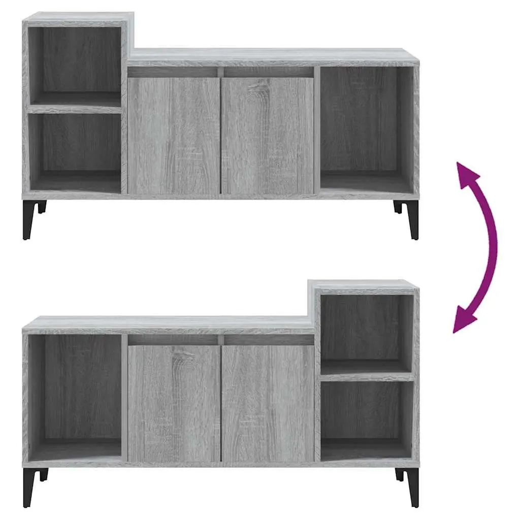TV Cabinet Grey Sonoma Engineered Wood Storage Unit Media Console 100x35x55cm