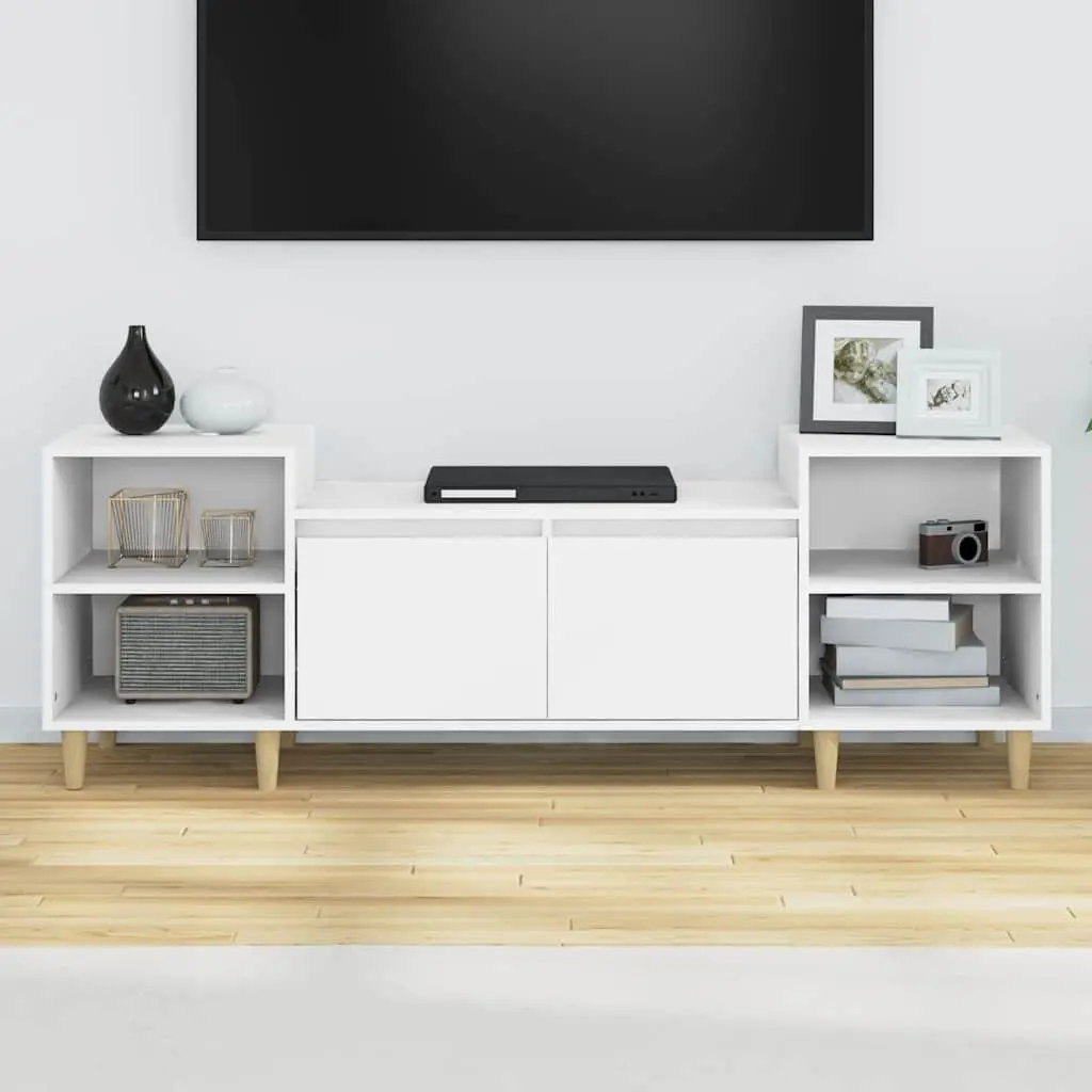 TV Cabinet Media Unit 160x35x55 cm White Engineered Wood Storage Compartments