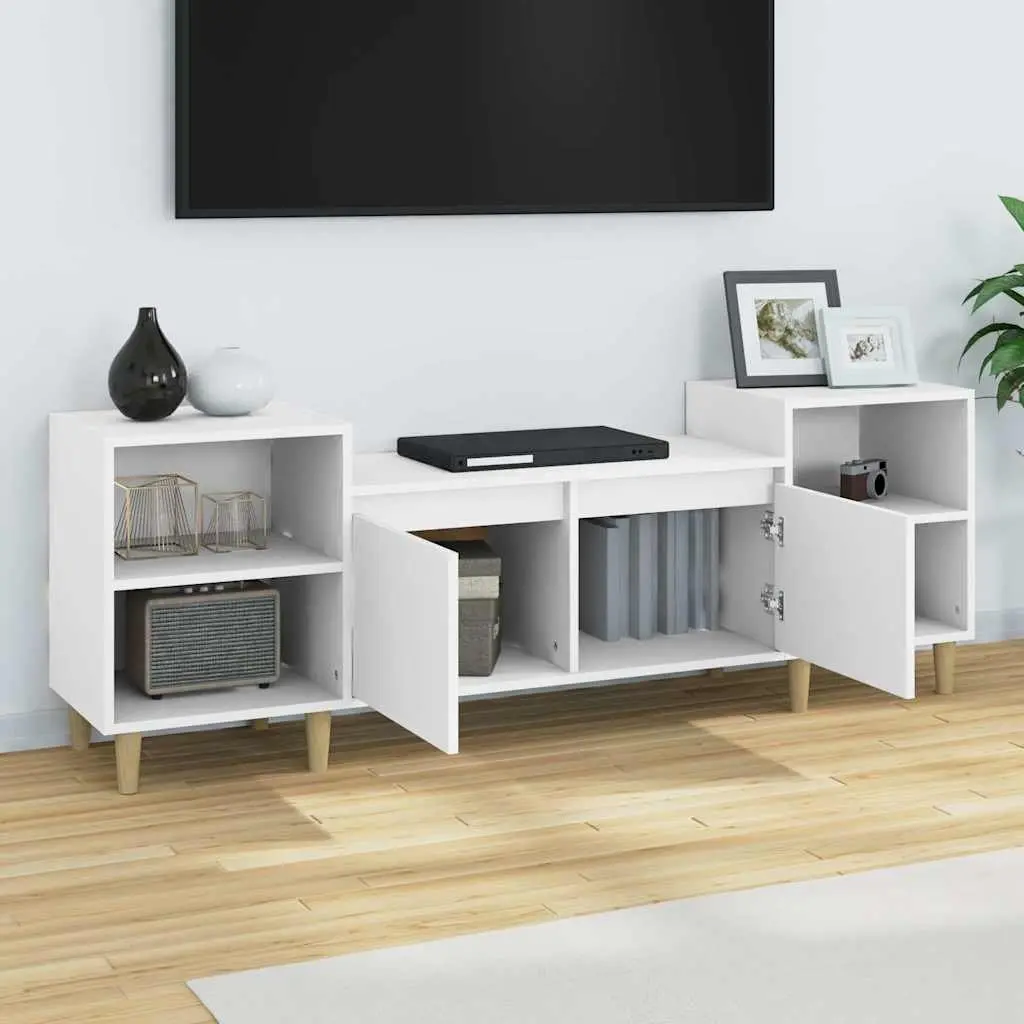 TV Cabinet Media Unit 160x35x55 cm White Engineered Wood Storage Compartments