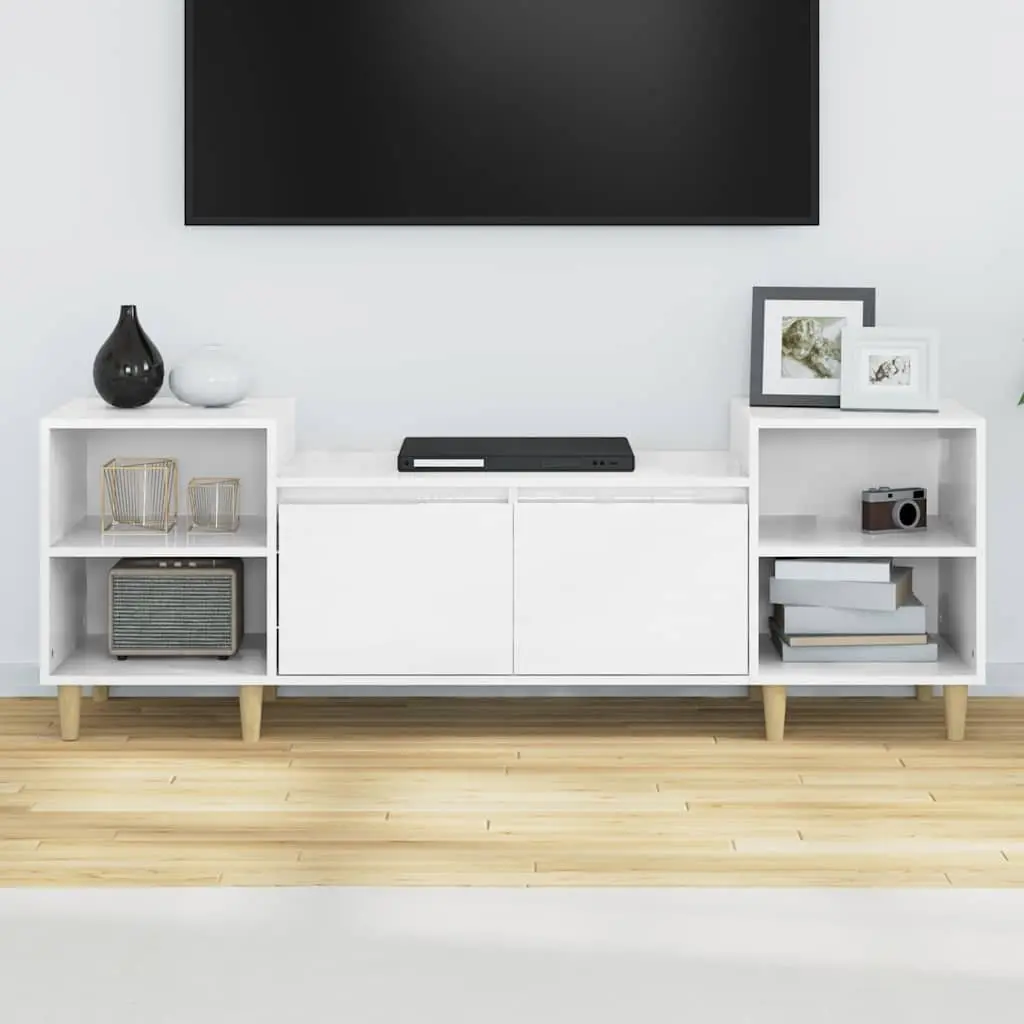 High Gloss White TV Cabinet with Ample Storage
