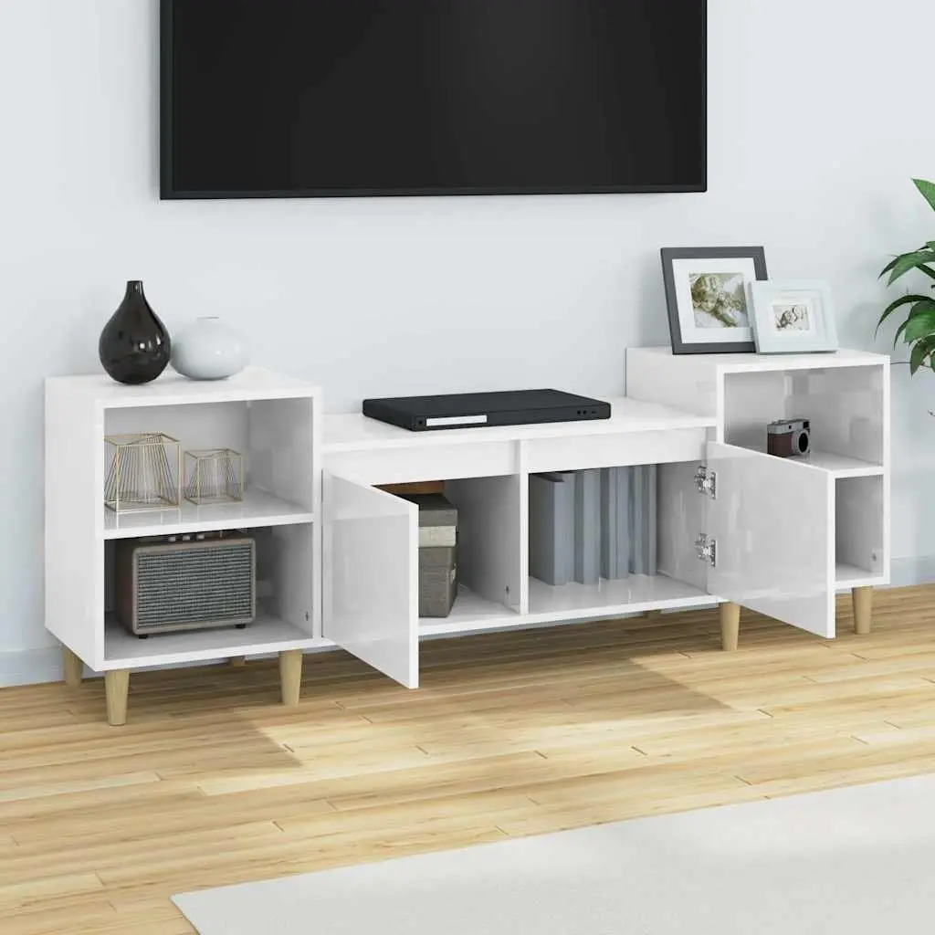 High Gloss White TV Cabinet with Ample Storage