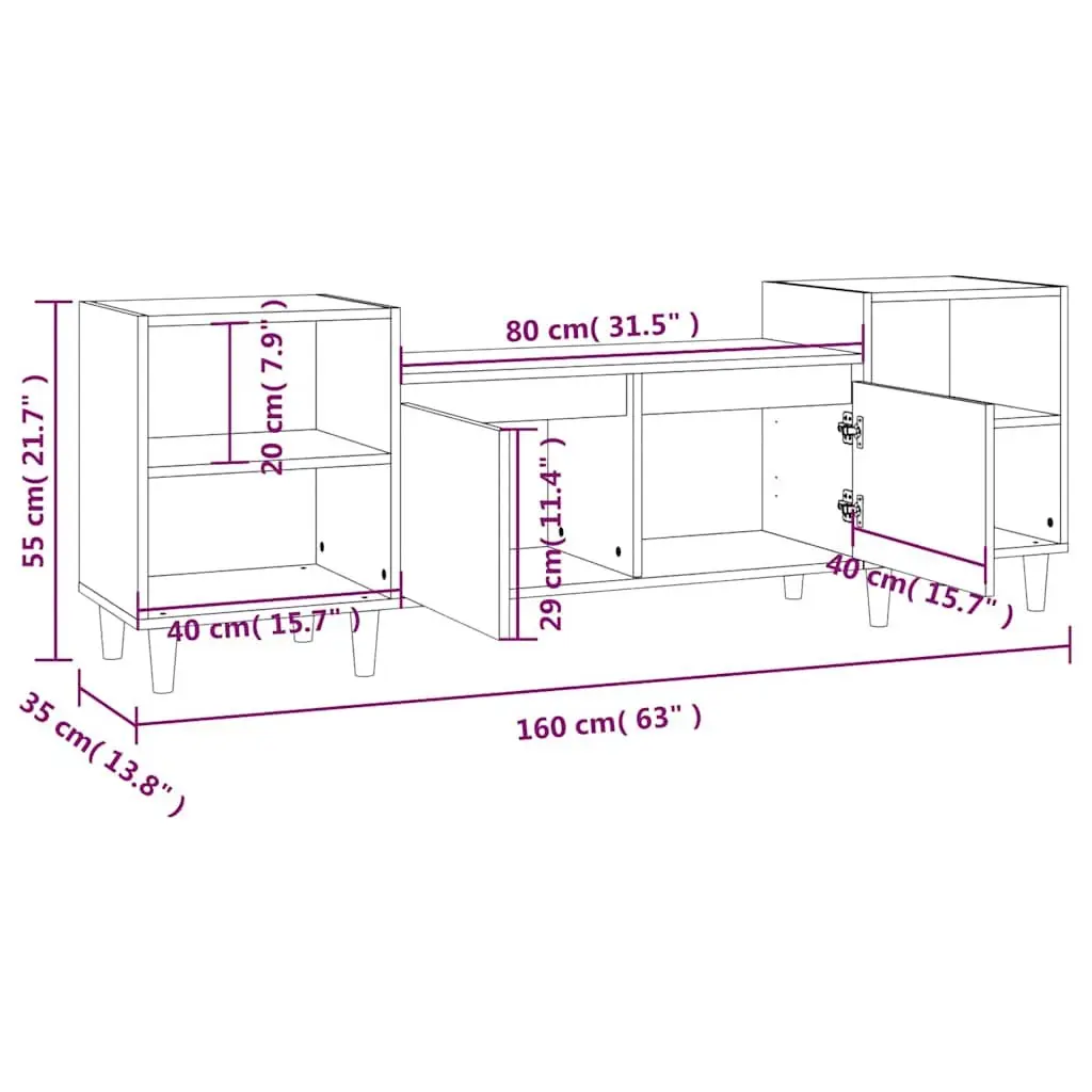 High Gloss White TV Cabinet with Ample Storage