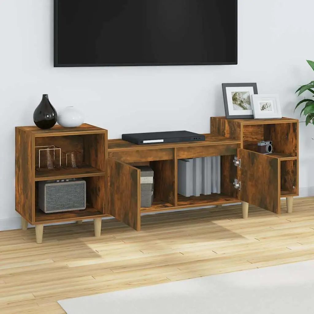TV Cabinet Engineered Wood Media Unit Storage Compartment 160x35x55cm Brown