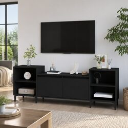 Practical Black TV Cabinet 160x35x55cm: Style and Functionality
