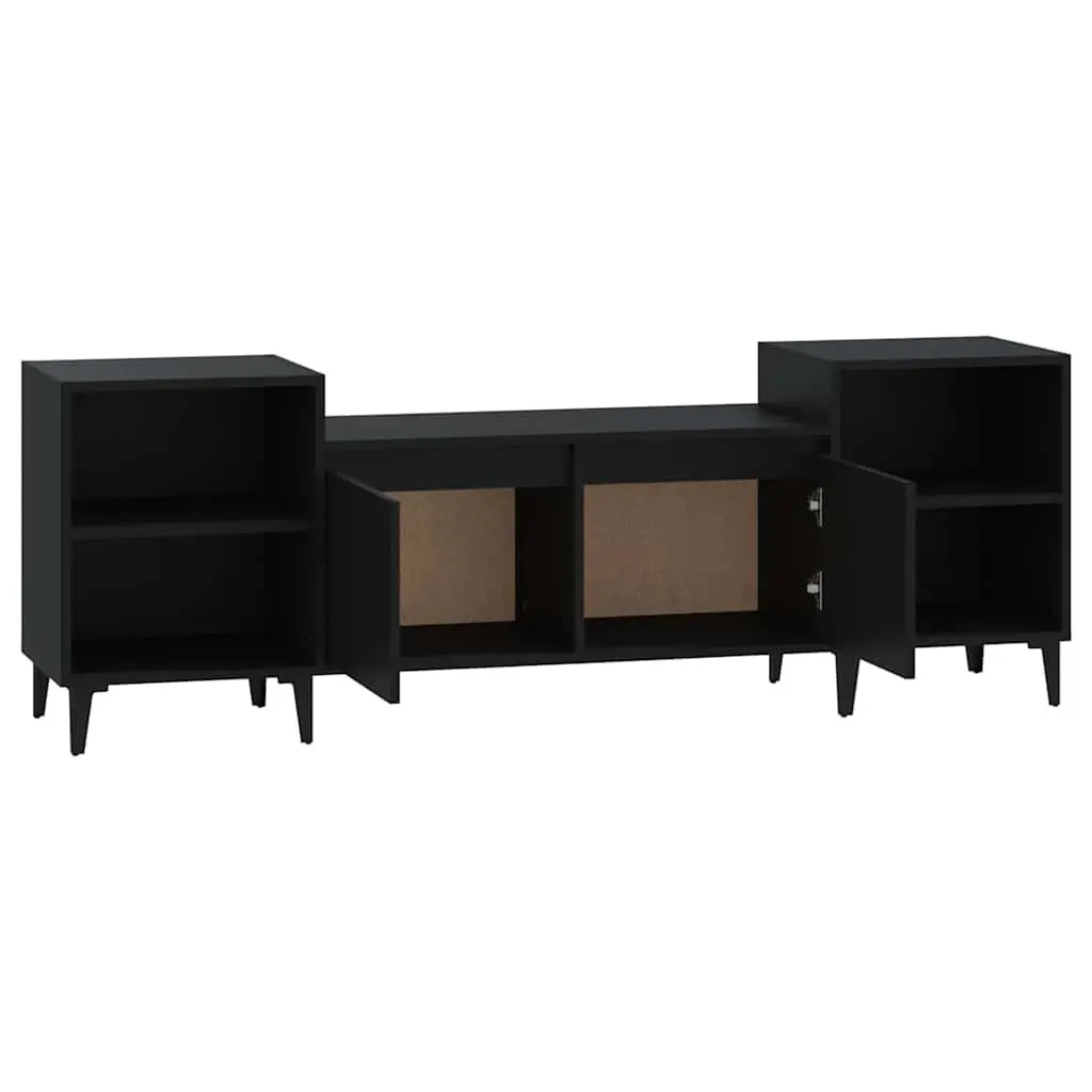TV Cabinet Black 160x35x55cm Media Entertainment Unit Storage 6 Compartments