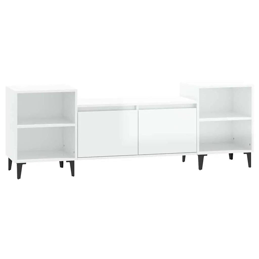 TV Cabinet High Gloss White 160x35x55 cm Storage Unit Media Stand Engineered