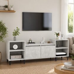 TV Cabinet Grey 160x35x55 cm Engineered Wood Media Unit Storage Compartments