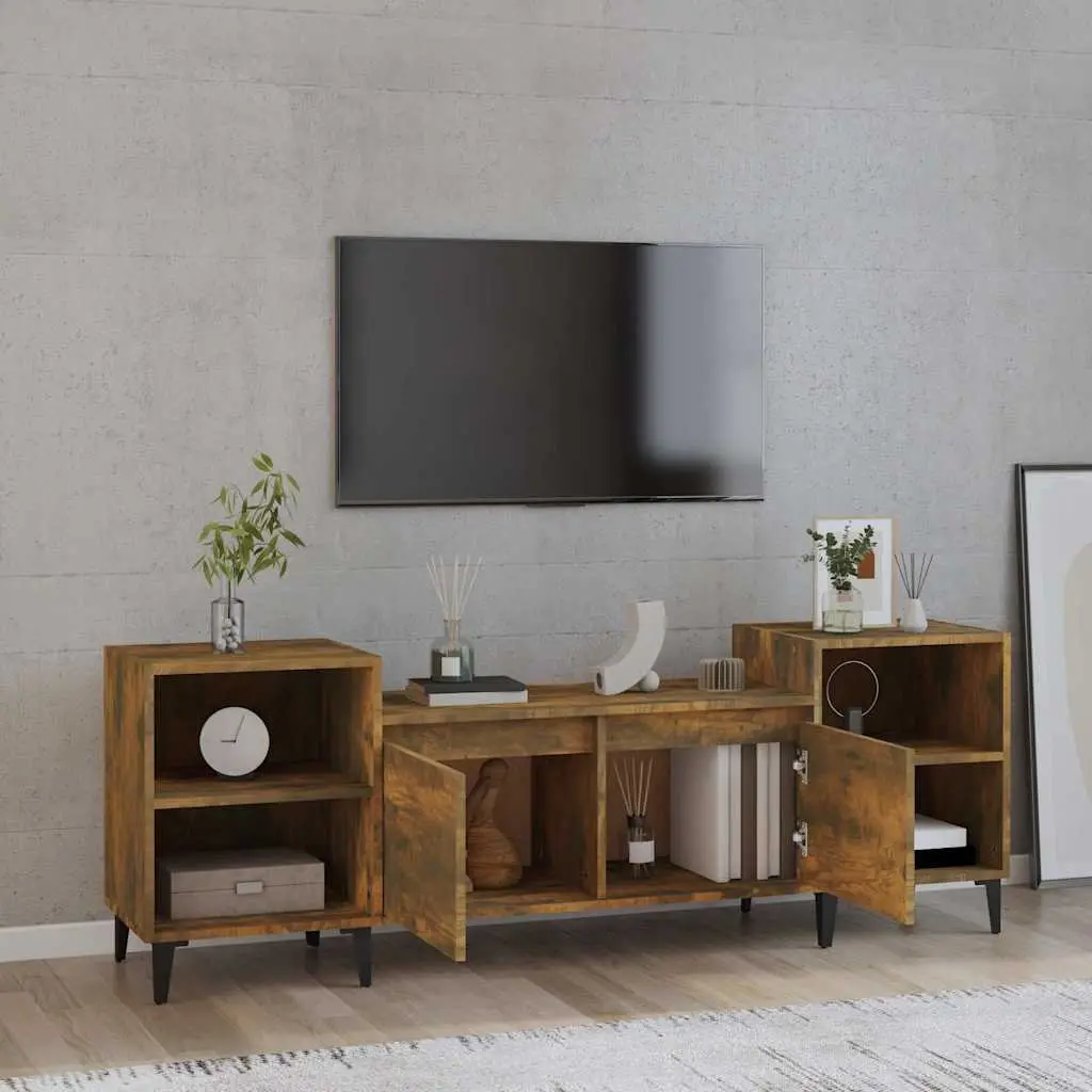 Engineered Wood TV Stand Storage Brown 160x35x55cm Living Room