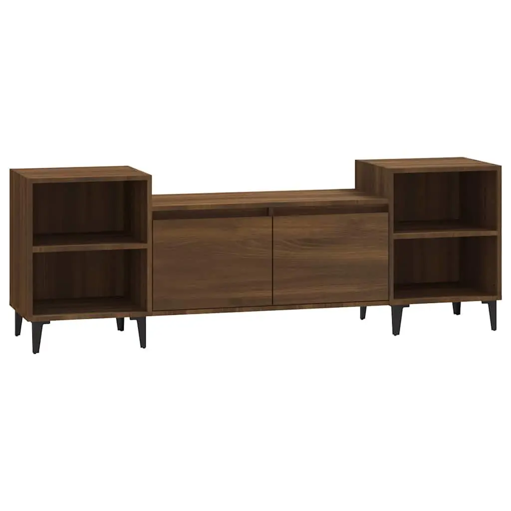 TV Cabinet Media Unit 160x35x55cm Brown Oak 6 Compartments Storage Engineered Wood