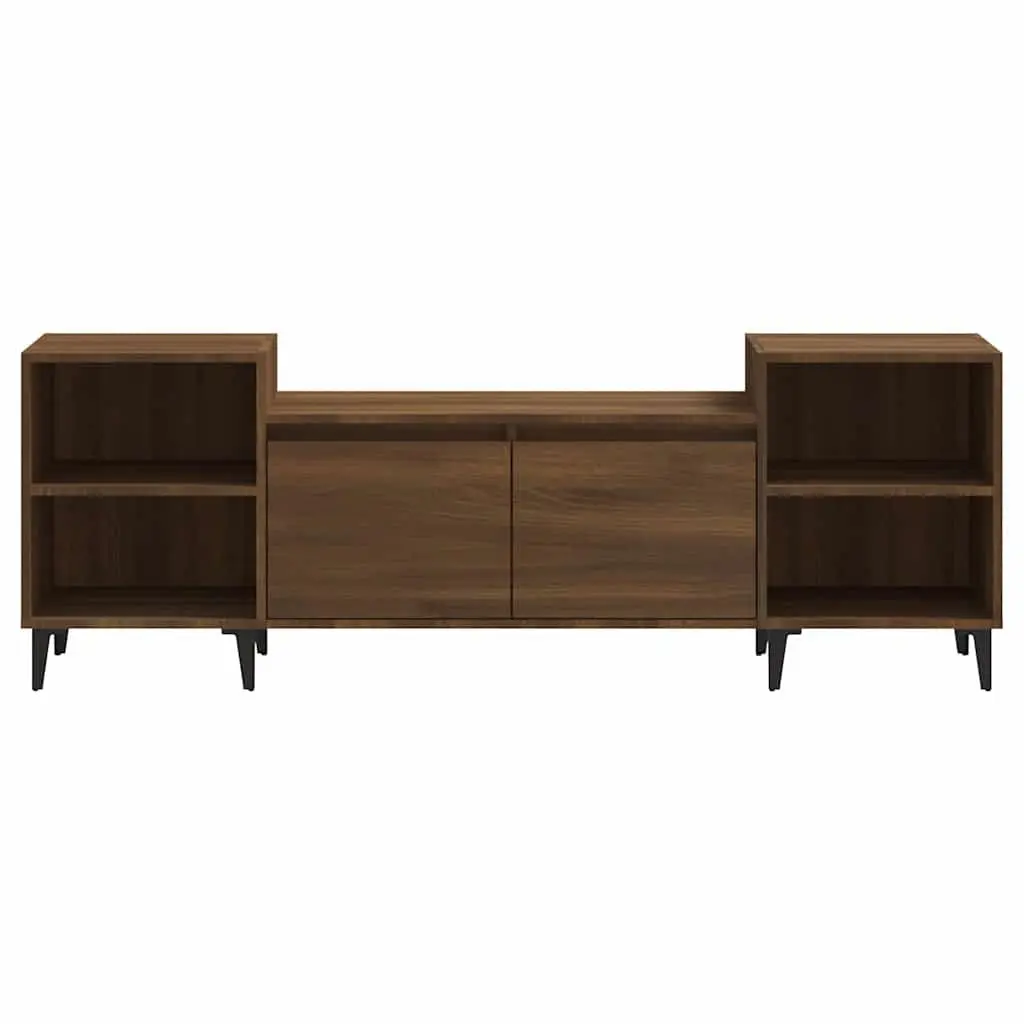 TV Cabinet Media Unit 160x35x55cm Brown Oak 6 Compartments Storage Engineered Wood