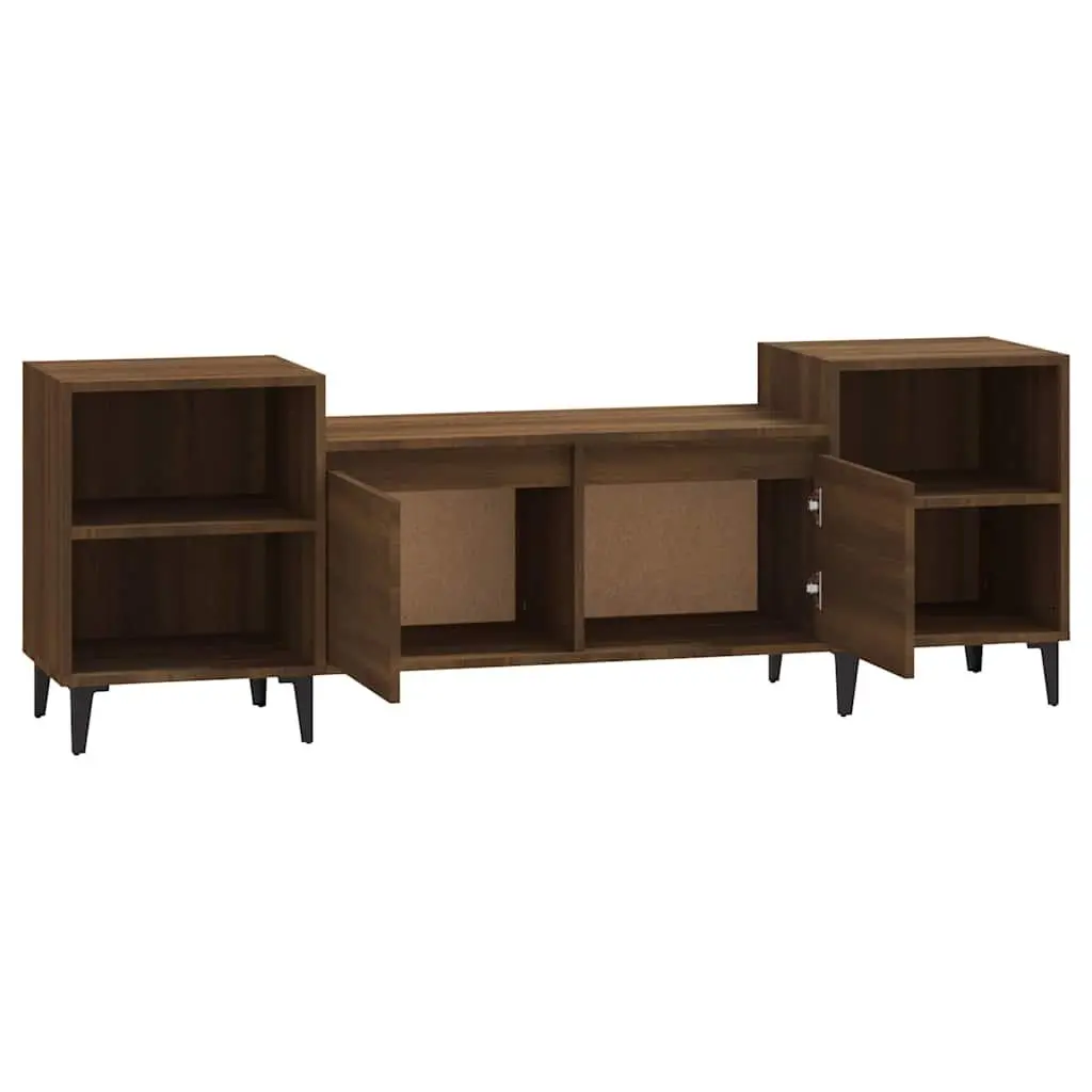 TV Cabinet Media Unit 160x35x55cm Brown Oak 6 Compartments Storage Engineered Wood