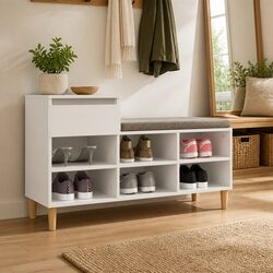 Durable and Functional Shoe Cabinet in High Gloss White