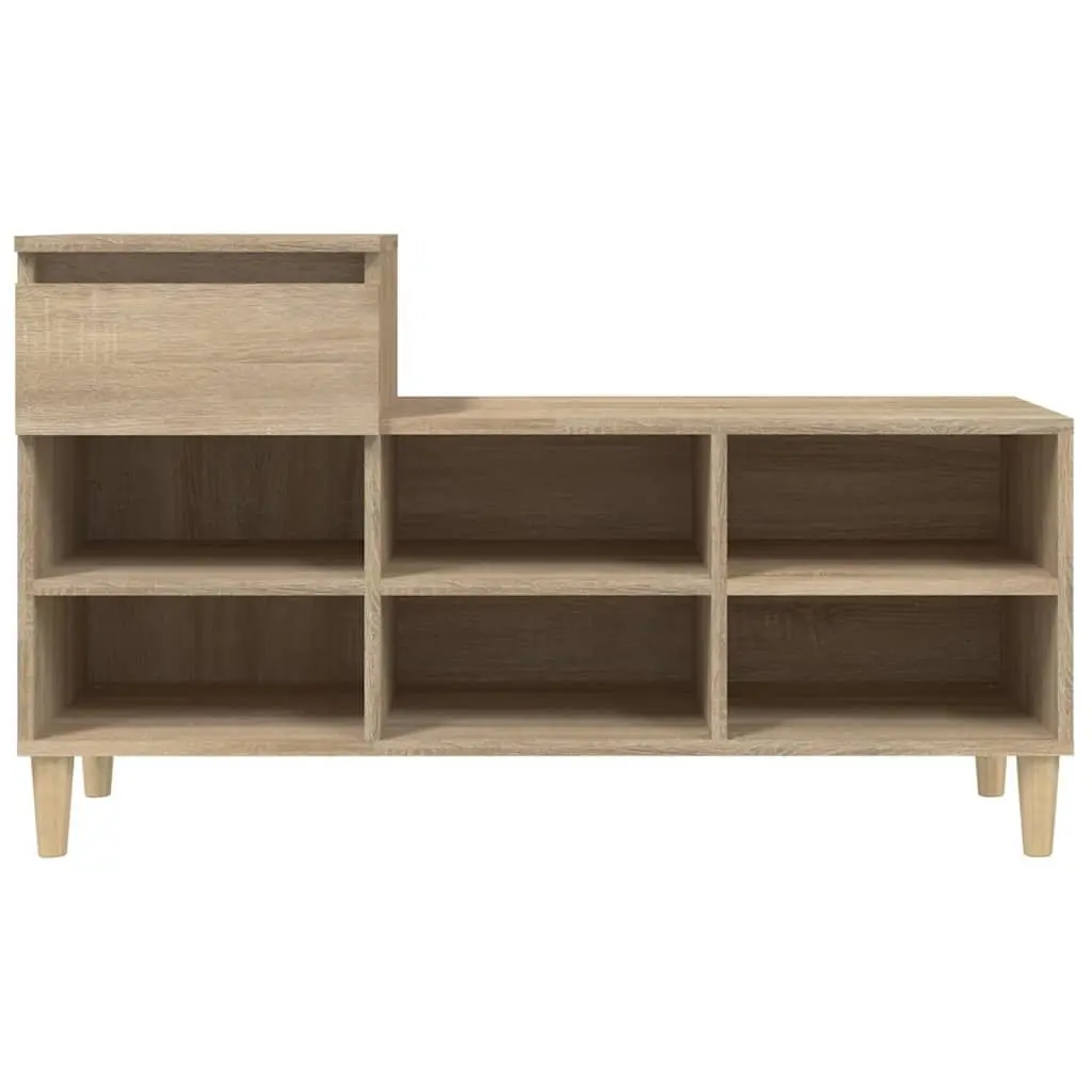 Shoe Cabinet Brown Storage Cupboard 6 Compartments 1 Drawer Engineered Wood