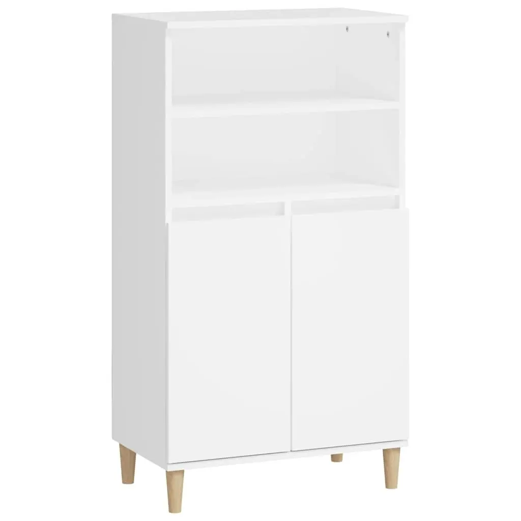 Highboard White Storage Cabinet 60x36x110 cm Engineered Wood Sideboard Shelf