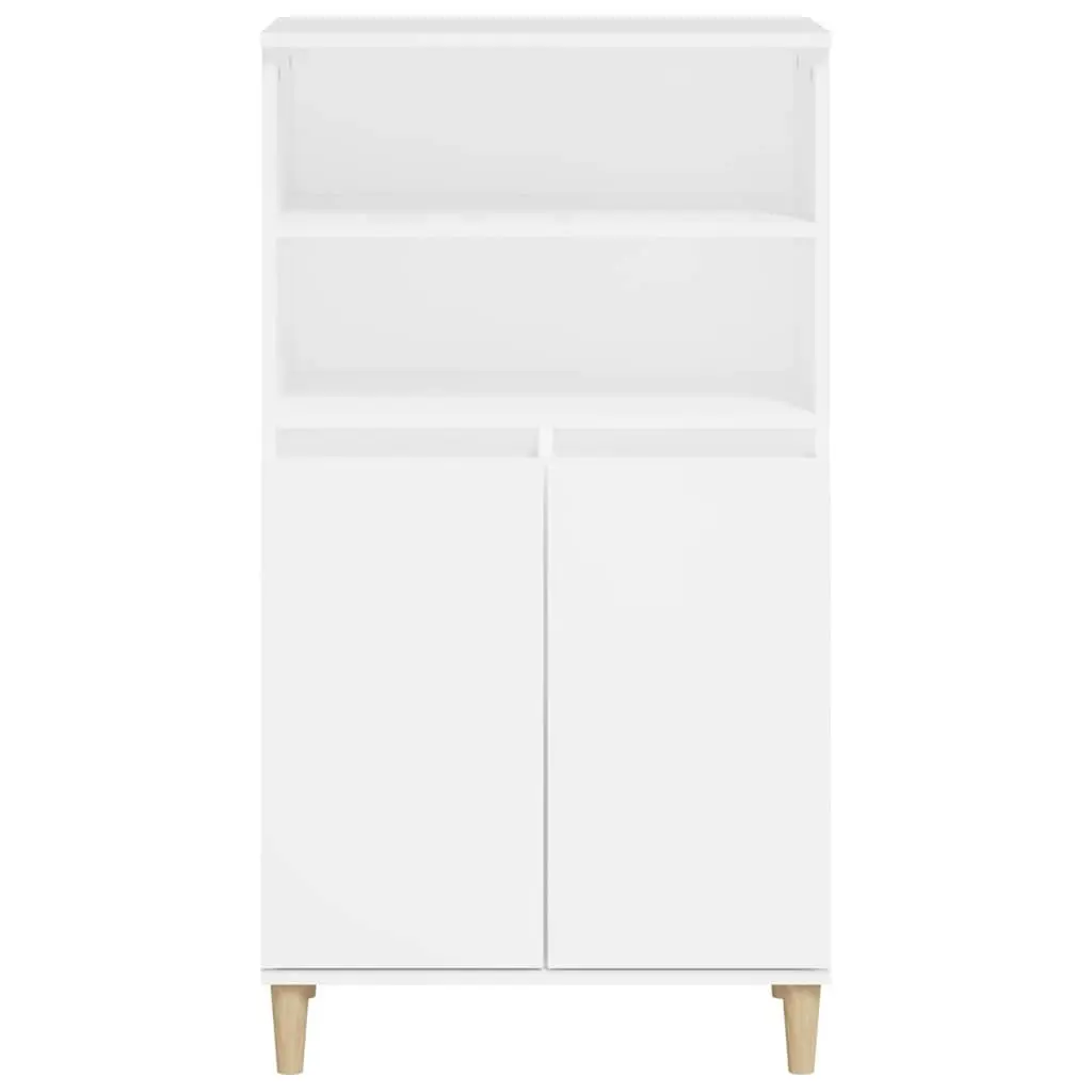 Highboard White Storage Cabinet 60x36x110 cm Engineered Wood Sideboard Shelf