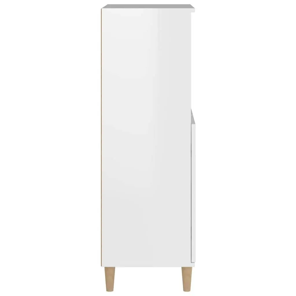 Highboard Sideboard Storage Cabinet 60x36x110cm Engineered Wood White High Gloss