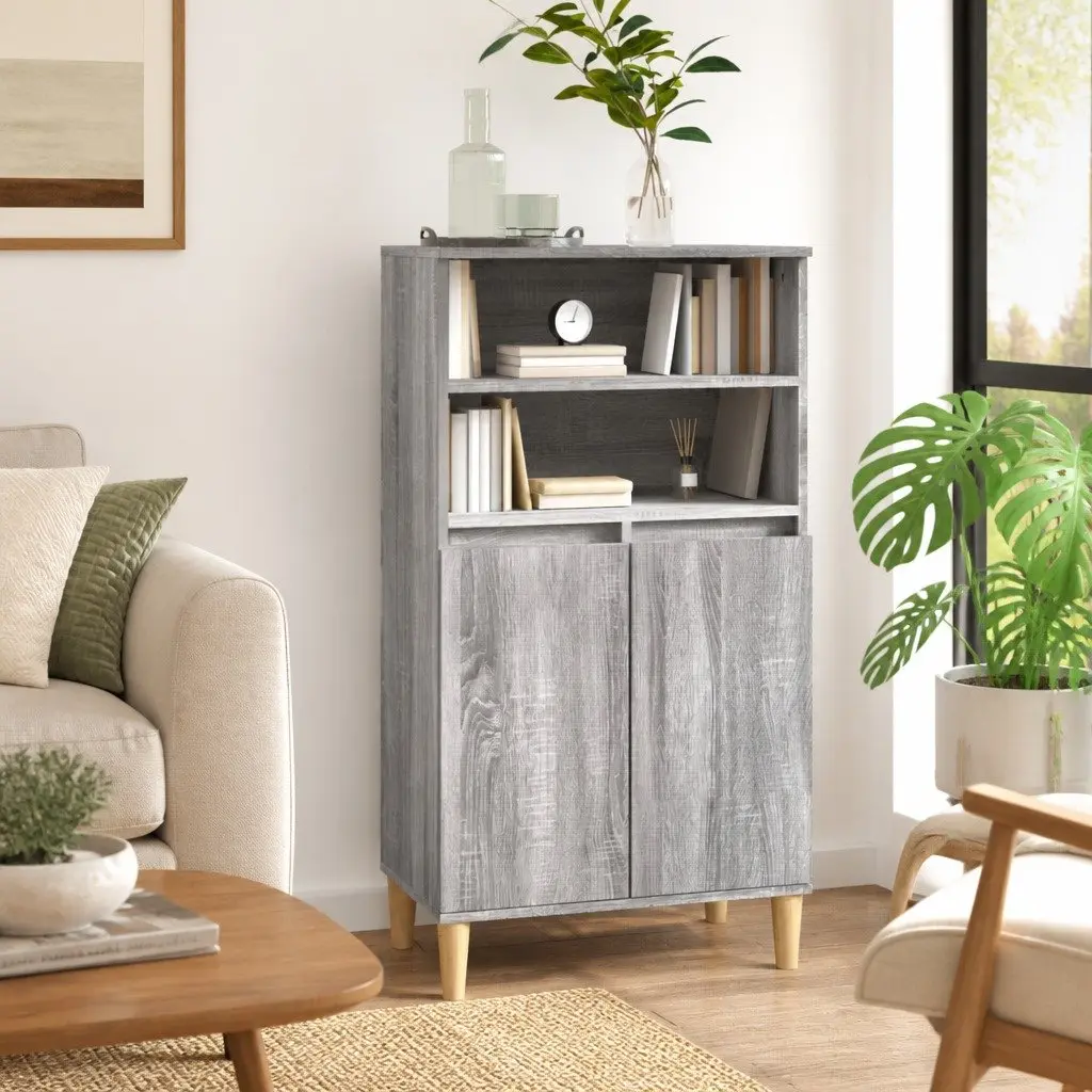 Grey Sonoma Highboard Sideboard Storage Cabinet Engineered Wood 60x36x110cm