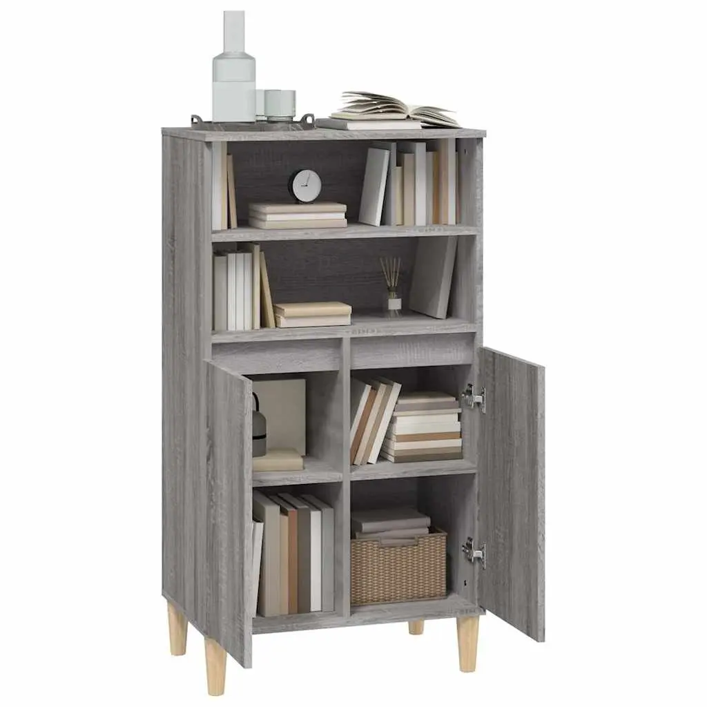 Grey Sonoma Highboard Sideboard Storage Cabinet Engineered Wood 60x36x110cm