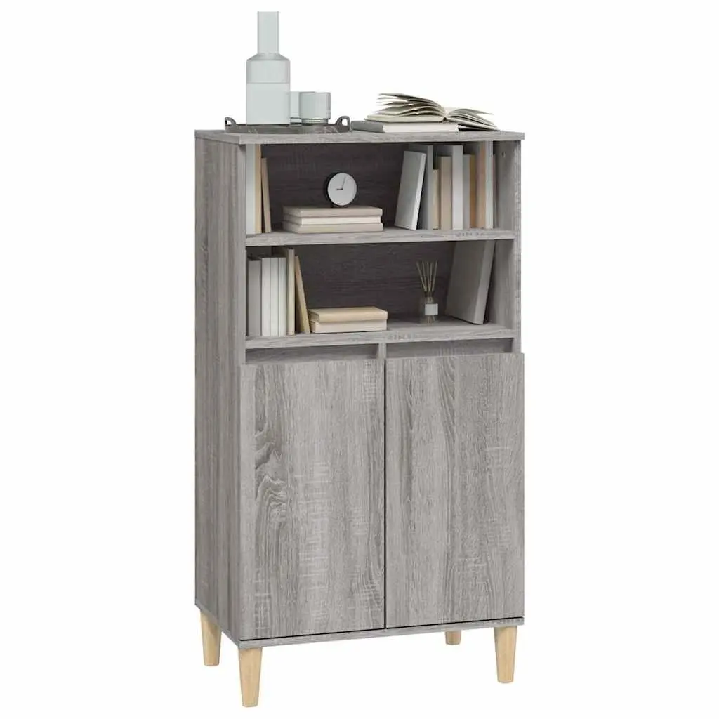 Grey Sonoma Highboard Sideboard Storage Cabinet Engineered Wood 60x36x110cm