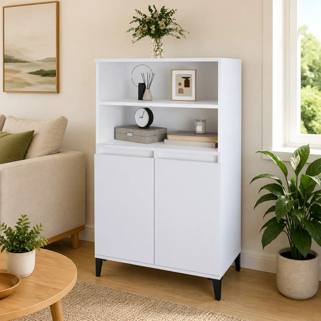 White Highboard Storage Cabinet