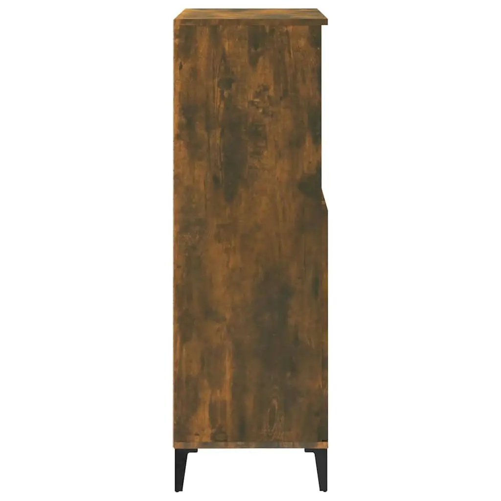 Highboard Sideboard Storage Cabinet Brown Engineered Wood with Metal Feet 60W x 36D x 110H cm