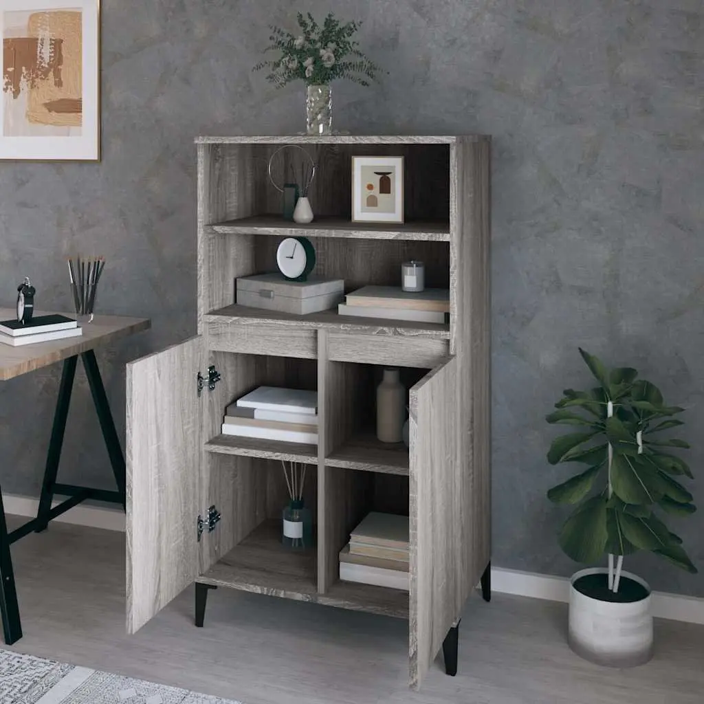 Grey Sonoma Highboard with Storage Compartments