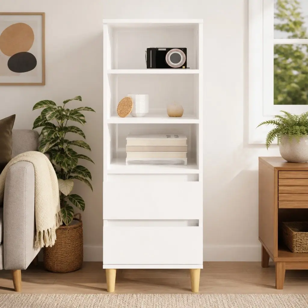 Highboard Storage Cabinet with Wood Feet