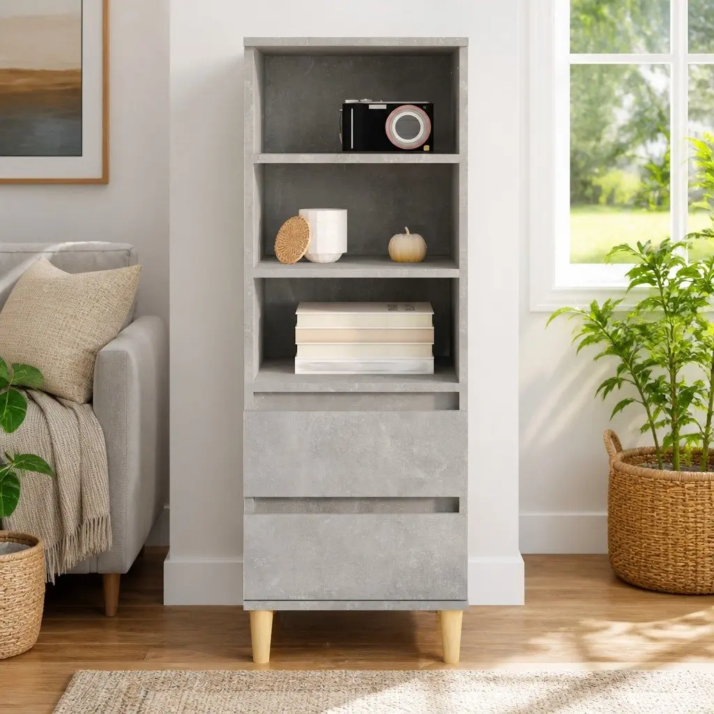 Grey Highboard with Ample Storage Space