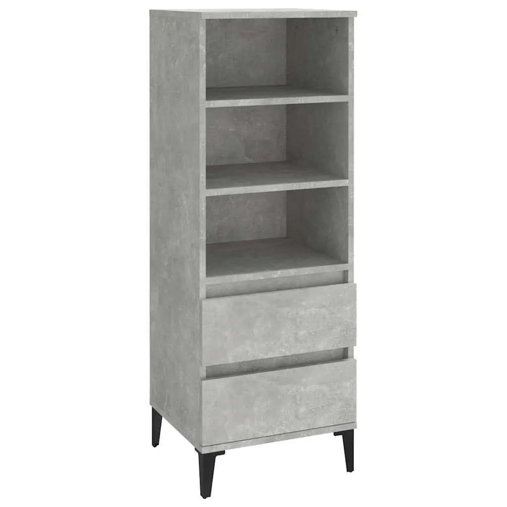 Highboard Storage Cabinet Grey 40x36x110cm Engineered Wood Sideboard