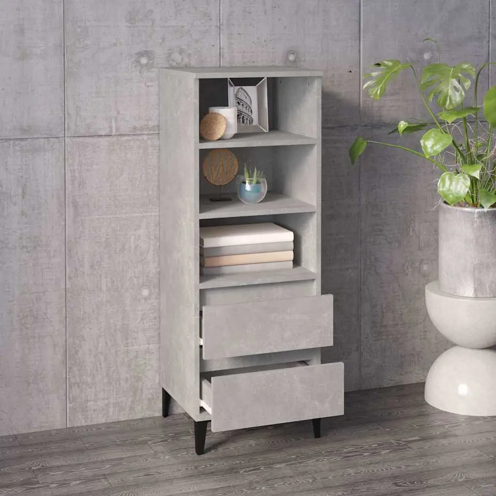 Highboard Storage Cabinet Grey 40x36x110cm Engineered Wood Sideboard