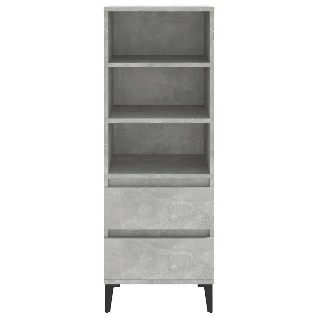 Highboard Storage Cabinet Grey 40x36x110cm Engineered Wood Sideboard
