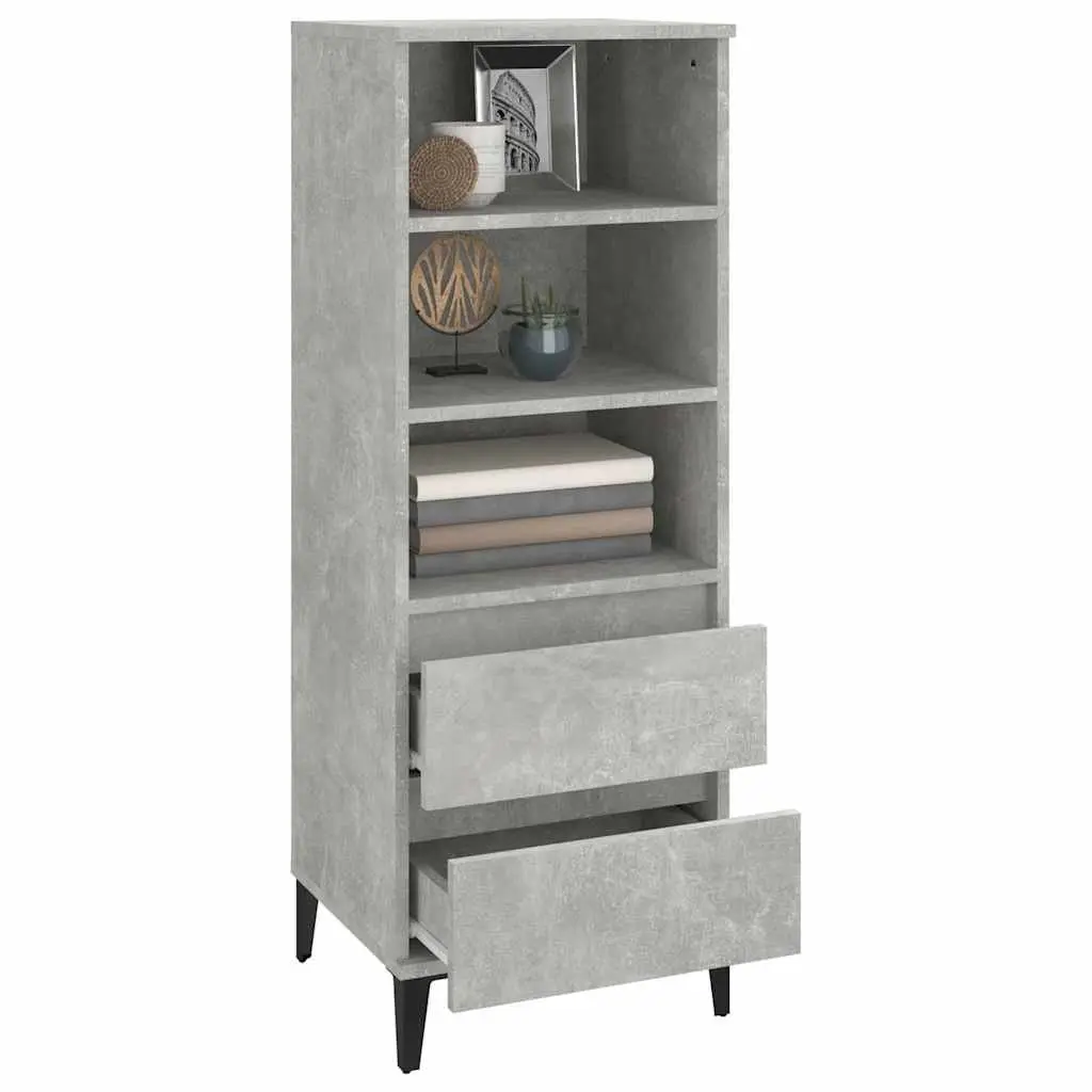 Highboard Storage Cabinet Grey 40x36x110cm Engineered Wood Sideboard