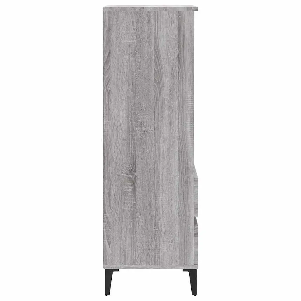 Grey Highboard Sideboard Cabinet 40x36x110cm Storage Shelves Drawers Engineered