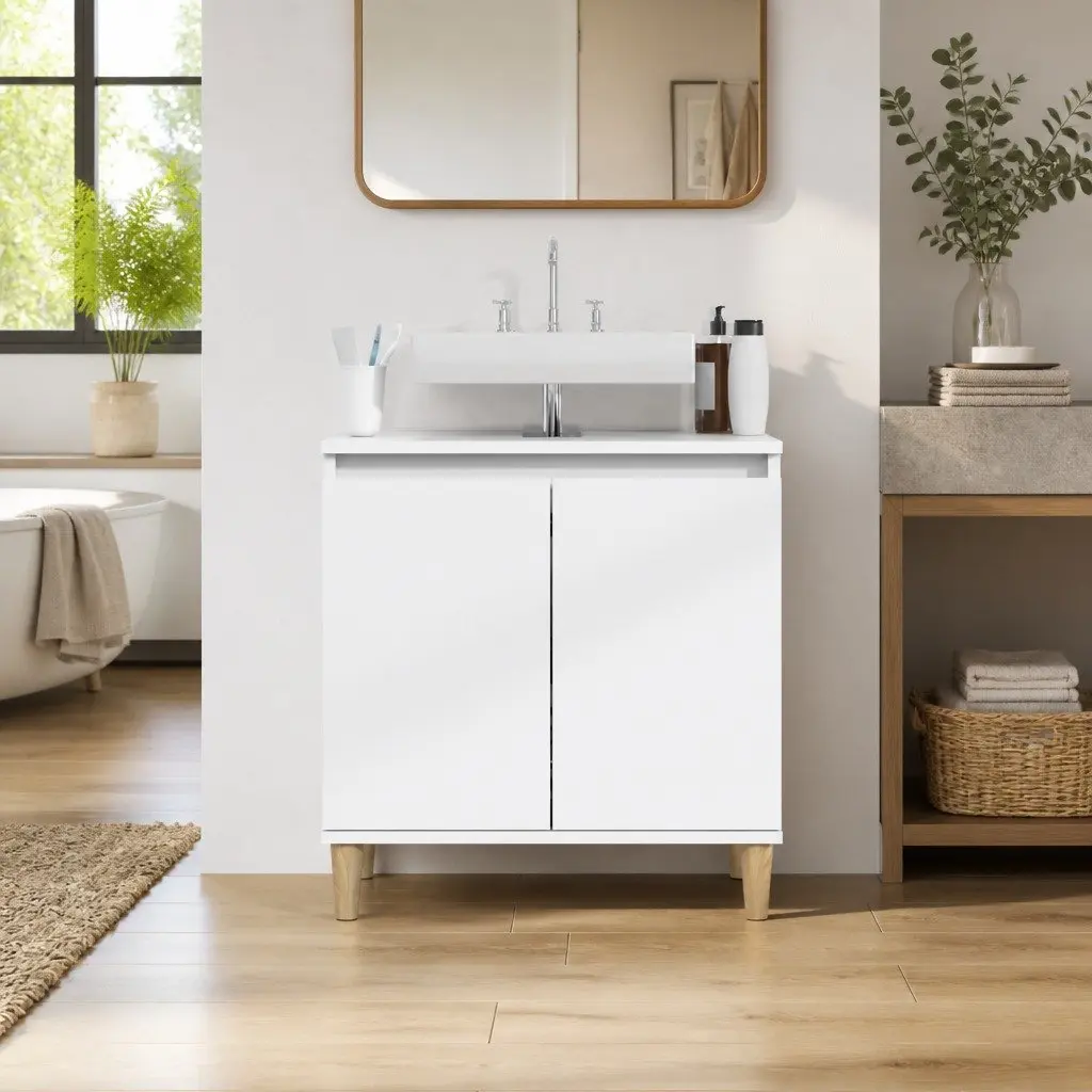 Bathroom Vanity Unit Sink Cabinet Storage Engineered Wood 58x33x60cm White